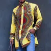 Мужские повседневные рубашки Африканские мужские рубашки Топы с длинным рукавом Ретро осень 2020 Мусульманские деловые блузки с геометрическим принтом Топы Однобортные рубашки