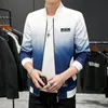 Мода пальто куртки мужчин голубой градиент для печати Патчи Bomber Jacket Мужской Корейский Стиль одежды Верхняя одежда Мужская ветровка куртки CX200801