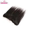 Uitverkoop 13X2 Oor tot Oor Sluiting Braziliaanse Maagd Haar Kant Frontale Zijdeachtige Rechte Body Wave Menselijk Haarstukjes Gratis Deel 8-20 inch Natuurlijke Kleur