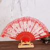 Spansk stil Rose Flower Design Plastram Spets Silk Handfläkt, Kinesisk Craft Folding Fan