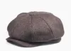 BOTVELA laine Tweed casquette gavroche à chevrons hommes femmes classique rétro chapeau avec doublure douce casquette de pilote noir marron vert 005 T2001047635595