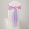 10 st Flera färgstolar Streamer Spandex Sash med roseboll Konstgjord blomma och Organza Stol Sash Bröllop Lycra Bow Tie Ban