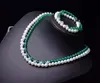 Women's micro inlay zircon clasp accessories 8-9mm white freshwater pearl 8mm green stone necklace bracelet set