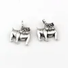 150pcs Antique Silver Zinc Alloy Cute Bulldog Charms Pendants For Jewelry Making Bracelet Necklace Findings 13x17mm