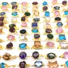 Groothandel 50 stks Mix Parts Dames Ringen Mode-sieraden Zirkoon Steen Silver / Gold Party Ring Gloednieuwe Wedding Bands