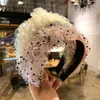 한국어 새로운 레이스 그물 거즈 예술 웨이브 포인트 꽃 중동 매듭 와이드 에지 헤어 후프 머리띠 여성 헤어 액세서리 도매
