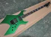 Metallic Green Unusuall-vormige elektrische gitaar met witte binding, Floyd Rose, Proosewood Fretboard, kan worden aangepast als aanvraag
