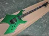 Guitare électrique de forme inhabituelle vert métallique avec reliure blanche, Floyd Rose, touche en palissandre, peut être personnalisée à la demande