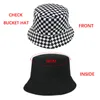 2020 Ny varumärke Svart Vit Plaid Check Bucket Hattar Fiske Kepsar Kvinnor Mens Reversibel Fisherman Hat Camouflage Sun Protector