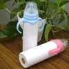 Garrafas de sublimação de enfermagem 8oz Isolamento duplo bebê Alimentação Cup Aço Inoxidável Leite Vacuum Bottle Handle dupla com bico do peito azul A11 Rosa