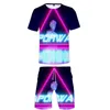 Tracksuits Masculinos Vaporwave 3D Impresso Dois Pedaço Conjunto de Moda Verão Manga Curta T-shirts + Shorts de praia 2021 Casual Streetwear Roupas