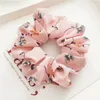 INS girl Hair Scrunchy Fresh style Woman Ring Elastic Hair Bands Kids floral printed chiffon Large intestine Scrunchie lady Ponytail V082