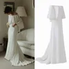 Summer Boho Off the Shoulder Plain Soft Satin Simple Wedding Dress 2020 Ruffles Long Bridal Gowns vestidos de noiva
