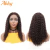 Curly Human Wig Lace Part wigs For Women 180% Density Peruvian Closure 18" Remy ABBY Hair On Sale