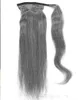 Graue graue Pferdeschwanz-Echthaarverlängerung, silbernes Salz und Pfeffer, langes, glattes brasilianisches Haar, Pferdeschwanz-Haarteil, französisch geflochten, erhältlich, 120 g