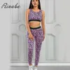 Rinabe Leopard Yoga Suit Halter Sports Bra Legging Yoga Set 2 Piece Set Women Tracksuit Sportswear Gym Wear Workout Clothing1429812