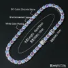 14 K Weißgold vergoldet 10 mm quadratisch geschnitten blau lila Rubin Diamant Tennis Kette Halskette CZ Edelstein Diamant Hip Hop Schmuck335l