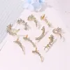 Women Jewelry Full Diamond Butterfly Flower Statement Earring Single Gold Silver Plated Fashion Alloy Crystal Ear Cuff Earring Stud