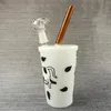 Milchflasche, Glas, Wasserbongs, Wasserpfeifen, 9 Zoll, Öl-Dab-Rig, Elfenbein, 14 mm Außengelenk, Shisha-Starbucks-Typ