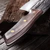 High Carbon Steel Hand Forged Kitchen Chef's Knife Sharp Meat Cleaver Butcher Slaughter Knife Full Tang Color Wooden Handle Outdoor Camping