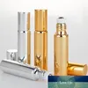 Flacone di profumo in vetro UV argento oro nero ricaricabile da 10 ml con rullo vuoto Fiala di olio essenziale Roll On Bottle Packaging