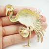 Jolie broche autrichienne en cristal, oiseau flamant rose, ton doré, rose, accessoires 241q