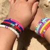 Bracciale con perline arcobaleno fatto a mano Braccialetti con perline colorate in argilla polimerica Boho Surf Bracciale con ciondoli elasticizzati impilabili Gioielli per donna Ragazza