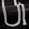 Iced Out Cuban Link Chain Mens Gold Silver Hip Hop smycken Necklace250h