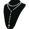 Collana con ciondolo rosario in vetro bianco Vergine Maria Gesù Misericordia Nostra Signora delle Grazie Collana Guadalupe Donna Gioielli di preghiera cattolica8463978