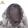 Cuticle Aligned Human Hair Extensions Grey Color Clip in Ponytail Extension Drawstring Ponytial Wavy SilverColor