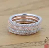 Sweet Cut Enkla modesmycken 925 Sterling SilverRose Gold Fill Pave White Safir CZ Diamond Eternity Kvinnor Bröllopsring Ring Present