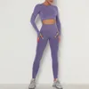 Yoga Outfits Seamless Set Sport Women 2 Piece Sets Tight Long Sleeve Crop Top+Leggings Workout Gym Shorts Suit Fitness Bra