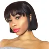 Short Bob Wigs Brazilian Human Hair Wigs Natural Black Short Cut Straight Wig With Bangs Bob Shoulder Wig For Black Women9726929