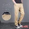 Hosen Hosen Taille Lose Gerade Business Sommer 4XL Khaki Weiß Plus Größe Männer Männlich Lange Baumwolle Mann Casual Hohe reißverschluss