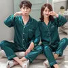 2020 Pajama атласные мужчины Pajama набор сплошных двух целых Sleep Silk Sleekswurs для мужчин костюм осень с длинным рукавом Pijama человек лето домашняя одежда