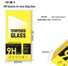 10 en 1 jaune emballage de vente au détail paquets de boîte de papier pour iphone 11 pro x xr xs max 8 7 6 plus film de protection d'écran en verre trempé universel