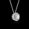 Genuino gioielli in argento sterling 925 Collana con pendente a forma di fiore del sole Collana con diamanti rotondi in zirconi per le donne da sposa D1032470