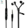 50pcs/lot Zipper Earphones Headset 3.5MM Jack Bass Earbuds In-Ear Zip Earphone Headphone with MIC for Samsung S6 MP3 MP4
