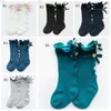 Bebek Kız Çorap Büyük Yay Toddlers Kız Çorap Yumuşak Pamuk Dantel Bebek Çorap Örme Fırfır Uzun Tüp Footsocks BT4576