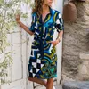 2020 Abito da camicia a striscia da donna in ufficio Lungo Boho Beach Turn Down Collar Abiti Casual Manica lunga Party Streetwear Vestidos