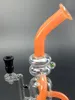 Orange Tube Unique Design bongs d'eau en verre Hookahs inline perc percolator 4 antenne noire 9.8Inch 14mm Joint