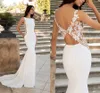 2021 Nieuwe Mermad Bridal Trouwjurken Zachte Satijn Kant Applicaties Bruiloft Jurk Vintage Open Back Court Trein Prinses Jurk