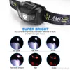 Shustar Mini Headlamp 4 Ljuslägen Vattentät R3 + 2 LED Super Ljus strålkastare Headlamp Torch Lanterna med huvudband Använd 3XAAA-batterier