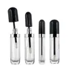 Clear 8ml Empty Lip Gloss Tubes Containers Mini Refillable Lip Balm Bottles with Lipbrush Black Lid for Samples Travel Subpackaging