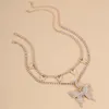 Retro Style Multi-layer with Full Rhinestone Butterfly- Shaped Pendant Charms Statement Necklace Choker Fashion Jewelry