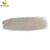 Silver Grey Color Hair Cuticle Aligned Human Hair Full End Extensions Tape in PU Hair Skin Weft 12-26inch 40pcs a pack