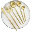 1/2 Set Gold Dingeware Set Fork Spoon Sleewware 304 En acier inoxydable Varelle argenterie Coudlerie de cuisine mate