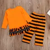 Halloween New Kids Cothing Sets Long Sleeve Cartoon Cat Top + Striped Pants 2pcs/set Fashion Autumn Clothes Baby Outfits M2396