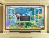 fondos de pantalla con foto personalizada para paredes 3d paisaje Ventana mediterránea bajo el agua del océano del delfín del mundo salón pintura mural del fondo del sofá