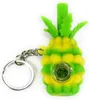 Wholesale silicone pineapple smoking pipe Hookahs hand pipes with glass bowl tobacco Oil Rigs Portable keychain